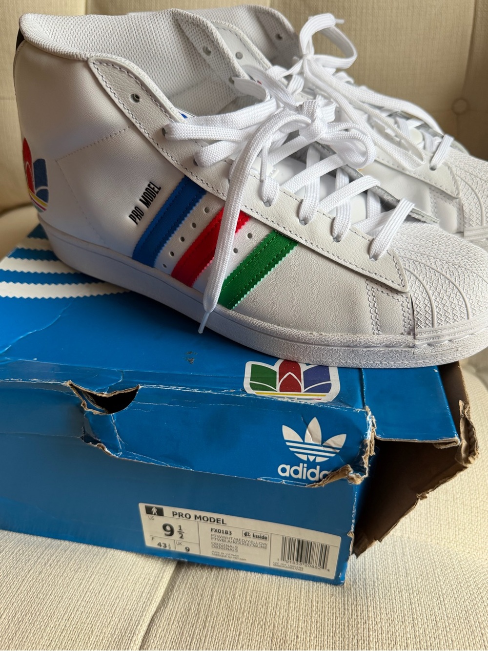 Adidas Pro Model Colorful FX0183 Cloud White Bran New 9.5 - Picture 9 of 11
